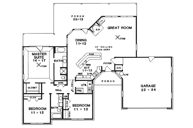 House Plan Design - Floor Plan - Main Floor for Traditional House Plan #14-120 - 3 bed, 2 bath