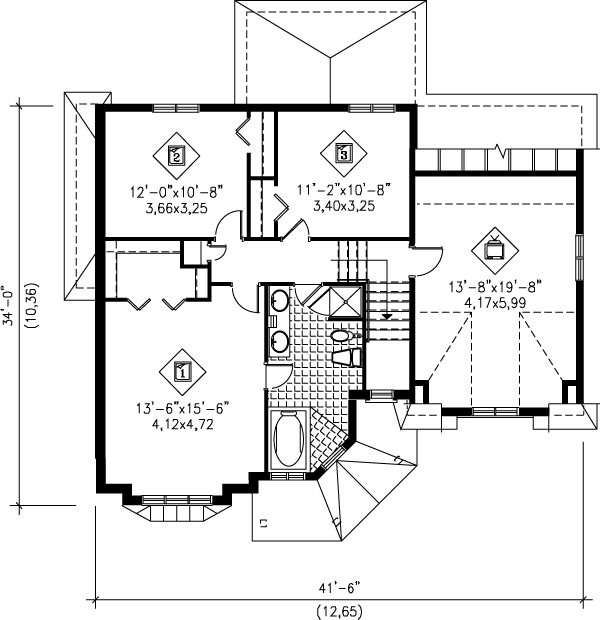 European Floor Plan - Upper Floor Plan #25-289