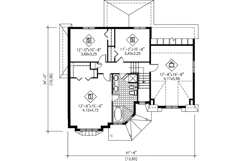 Home Plan - Floor Plan - Upper Floor for European House Plan #25-289 - 3 bed, 1.5 bath