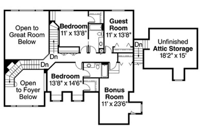 Home Plan - Floor Plan - Upper Floor 1 for European House Plan #124-319 - 4 bed, 3.5 bath
