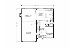 Floor Plan - Main Floor for Craftsman House Plan #53-535 - 4 bed, 2.5 bath