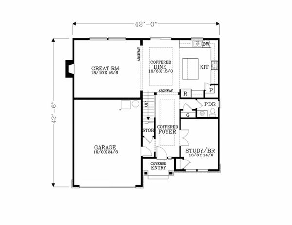 House Blueprint - Craftsman Floor Plan - Main Floor Plan #53-535