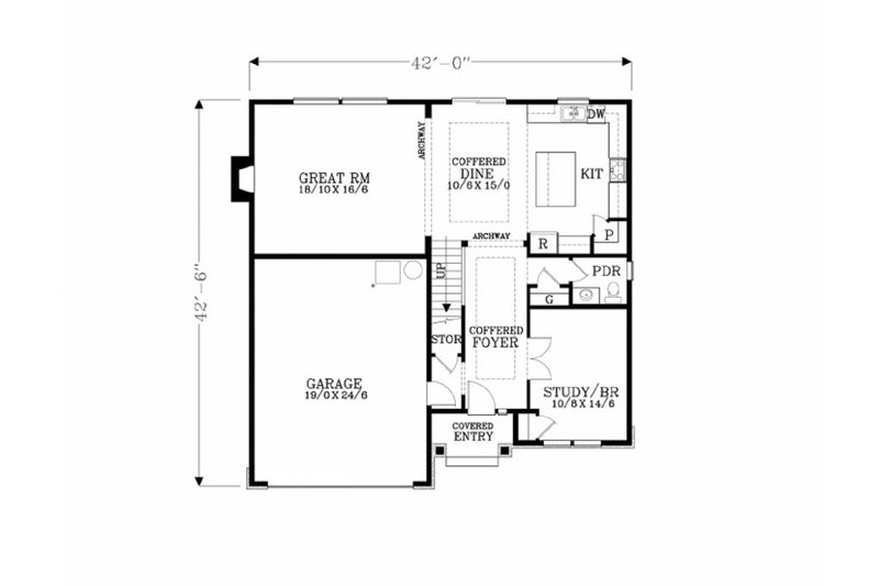 Dream House Plan - Floor Plan - Main Floor for Craftsman House Plan #53-535 - 4 bed, 2.5 bath