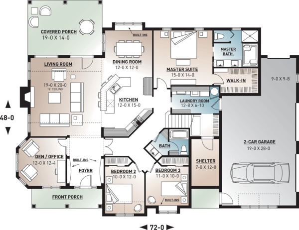 House Design - Mediterranean Floor Plan - Main Floor Plan #23-2206