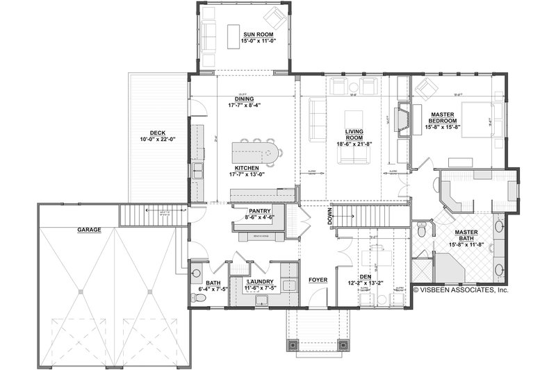 Architectural House Design - Floor Plan - Main Floor for Craftsman House Plan #928-318 - 3 bed, 3.5 bath