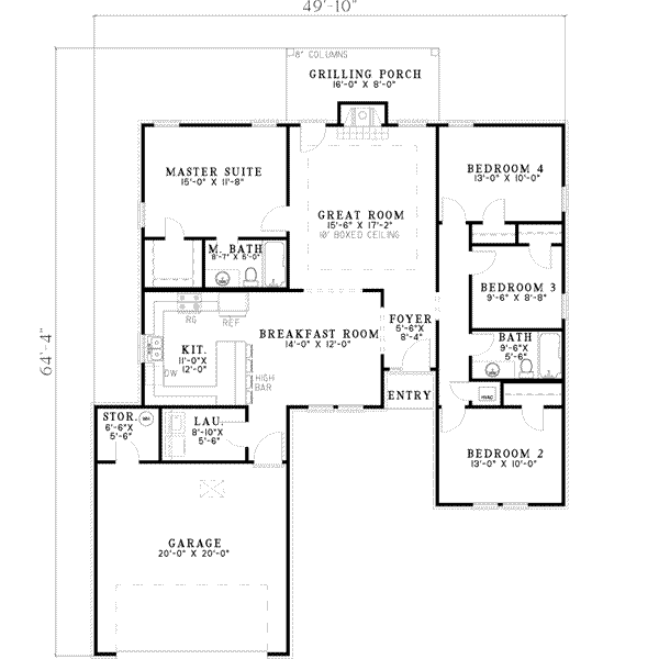 House Design - Traditional Floor Plan - Main Floor Plan #17-2247