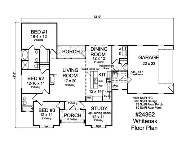 House Blueprint - Cottage Floor Plan - Main Floor Plan #513-2190