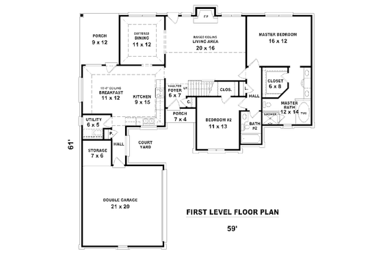 Floor Plan - Main Floor for Traditional House Plan #81-13838 - 4 bed, 3 bath