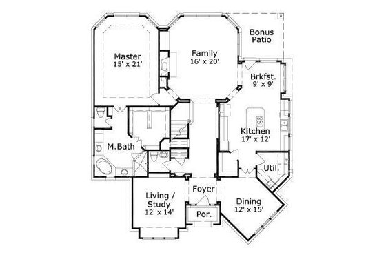 Floor Plan - Main Floor for European House Plan #411-437 - 4 bed, 3.5 bath