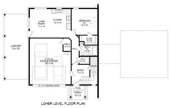 Southern Floor Plan - Lower Floor Plan #932-834