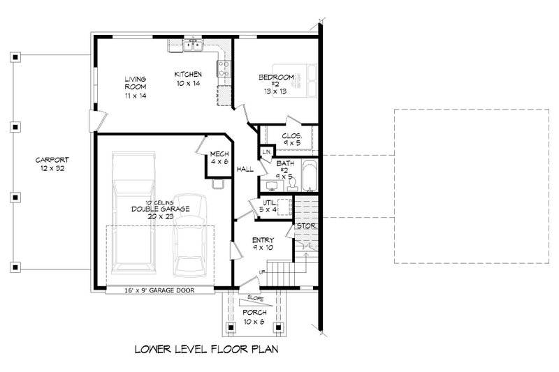 Architectural House Design - Floor Plan - Lower Floor for Southern House Plan #932-834 - 2 bed, 2.5 bath
