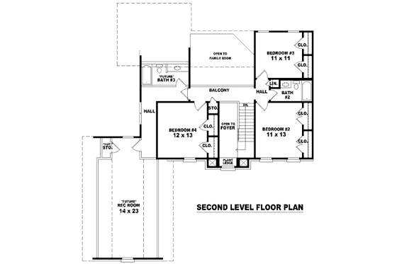 Floor Plan - Upper Floor for European House Plan #81-13678 - 4 bed, 3.5 bath