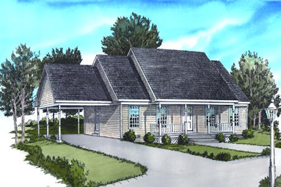 Exterior - Front Elevation for Traditional House Plan #16-241 - 2 bed, 2 bath