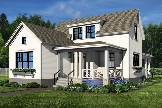 Exterior - Front Elevation 3 for Farmhouse House Plan #51-1268 - 3 bed, 3.5 bath