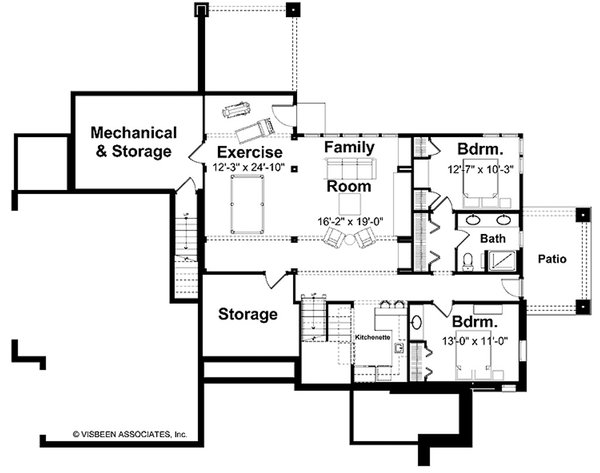 Architectural House Design - Floor Plan - Lower Floor for Farmhouse House Plan #928-461 - 3 bed, 2 bath