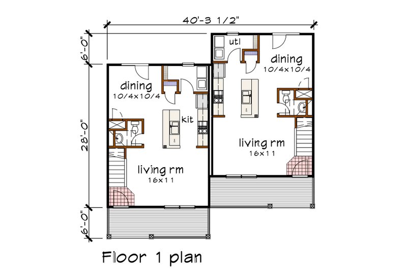 House Plan Design - Floor Plan - Main Floor for Farmhouse House Plan #79-240 - 2 bed, 2 bath
