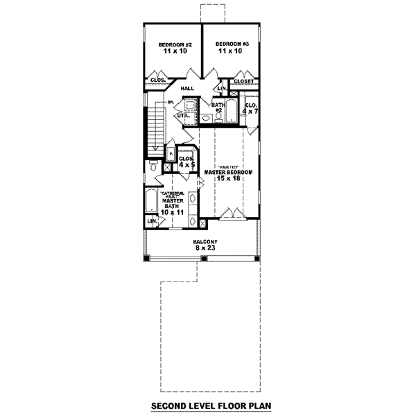 Floor Plan - Upper Floor for Traditional House Plan #81-1367 - 3 bed, 2.5 bath