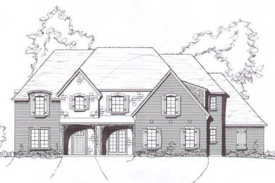 Exterior - Front Elevation for European House Plan #141-256 - 5 bed, 4.5 bath