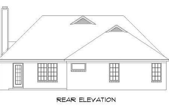 Exterior - Rear Elevation for Traditional House Plan #424-92 - 3 bed, 2 bath