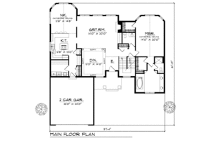 Floor Plan - Main Floor for Traditional House Plan #70-432 - 4 bed, 2.5 bath
