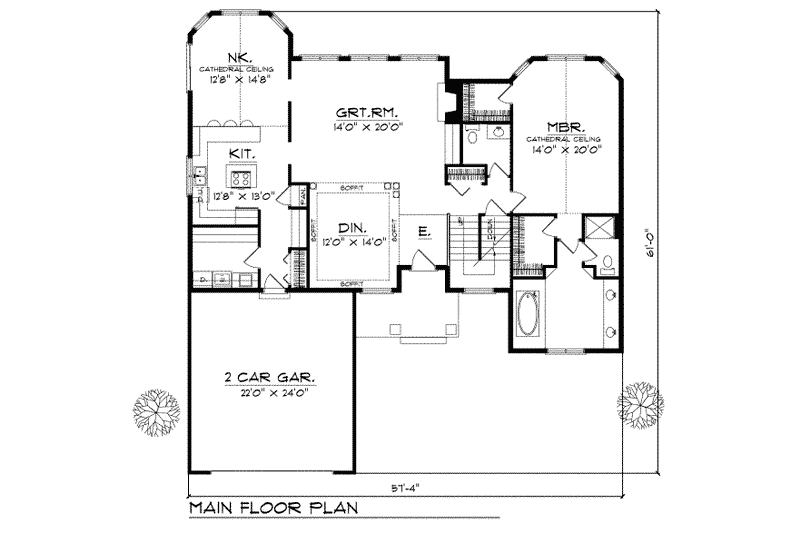 Dream House Plan - Floor Plan - Main Floor for Traditional House Plan #70-432 - 4 bed, 2.5 bath