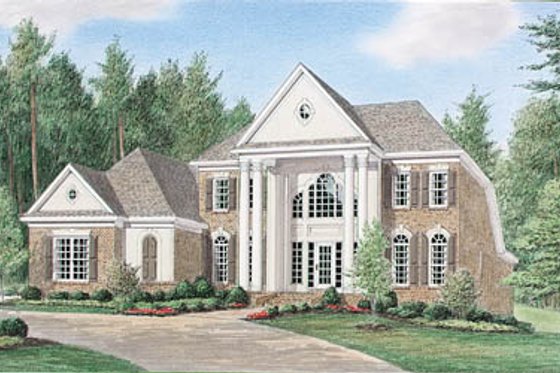 Exterior - Front Elevation for Colonial House Plan #34-122 - 4 bed, 3.5 bath