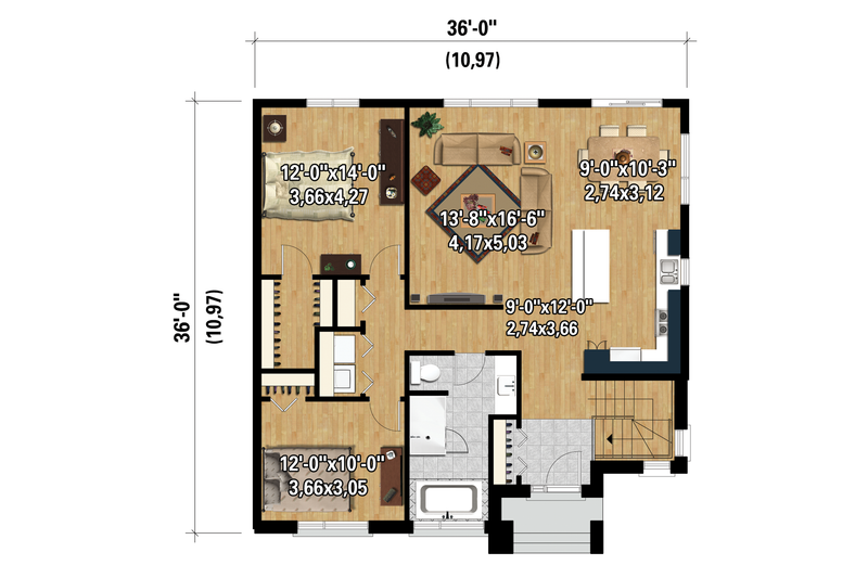 Dream House Plan - Floor Plan - Main Floor 1 for Contemporary House Plan #25-4334 - 2 bed, 1 bath