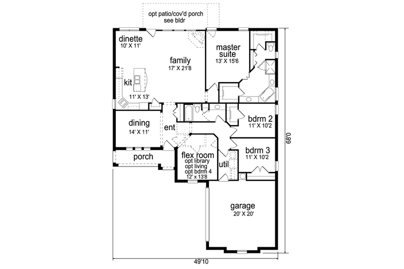 Architectural House Design - Floor Plan - Main Floor for European House Plan #84-567 - 3 bed, 2 bath