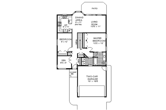 Floor Plan - Main Floor for Traditional House Plan #18-166 - 3 bed, 1 bath