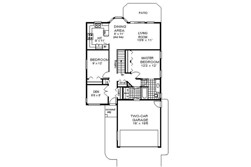 Home Plan - Floor Plan - Main Floor for Traditional House Plan #18-166 - 3 bed, 1 bath