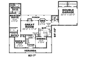 Floor Plan - Main Floor for Country House Plan #34-173 - 4 bed, 4 bath