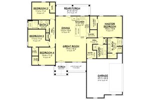 Floor Plan - Main Floor for Farmhouse House Plan #430-207 - 4 bed, 2 bath