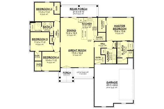 Floor Plan - Main Floor for Farmhouse House Plan #430-207 - 4 bed, 2 bath
