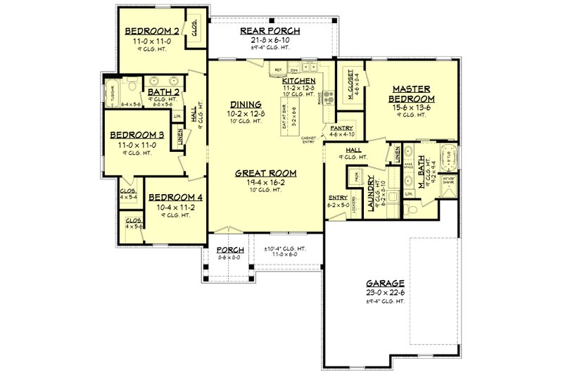 Dream House Plan - Floor Plan - Main Floor for Farmhouse House Plan #430-207 - 4 bed, 2 bath