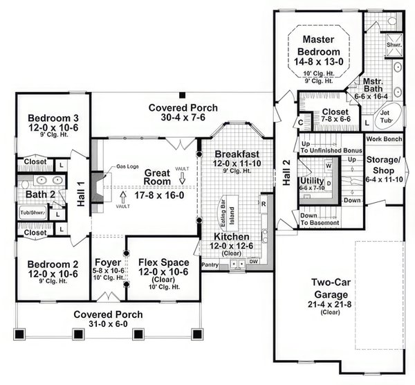 Farmhouse Floor Plan - Main Floor Plan #21-542