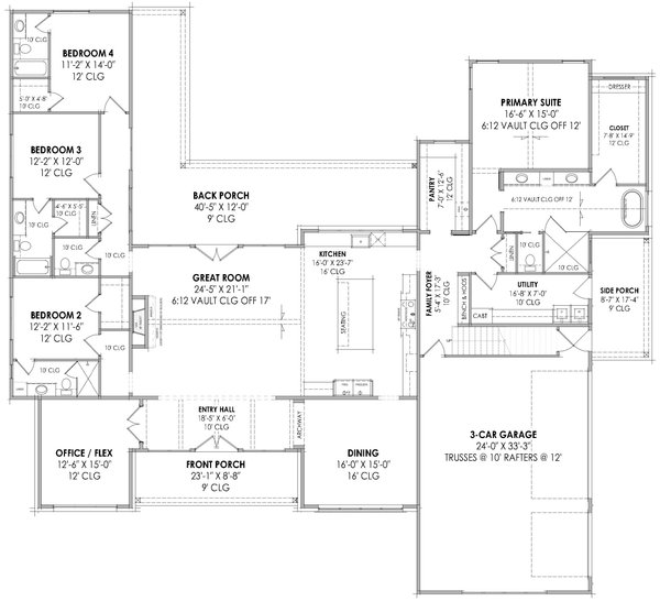 Modern Floor Plan - Main Floor Plan #1096-28