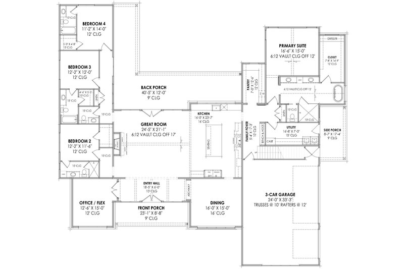 House Design - Floor Plan - Main Floor for Modern House Plan #1096-28 - 4 bed, 4.5 bath