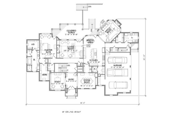 Floor Plan - Main Floor for Traditional House Plan #1054-31 - 4 bed, 4.5 bath