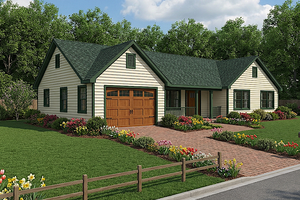 Ranch Exterior - Front Elevation Plan #30-163