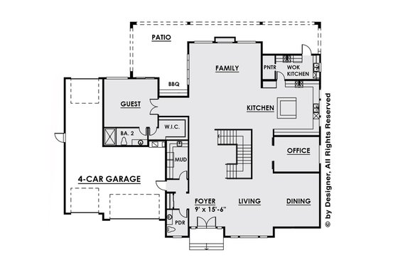 Floor Plan - Main Floor for Contemporary House Plan #1066-28 - 5 bed, 5.5 bath