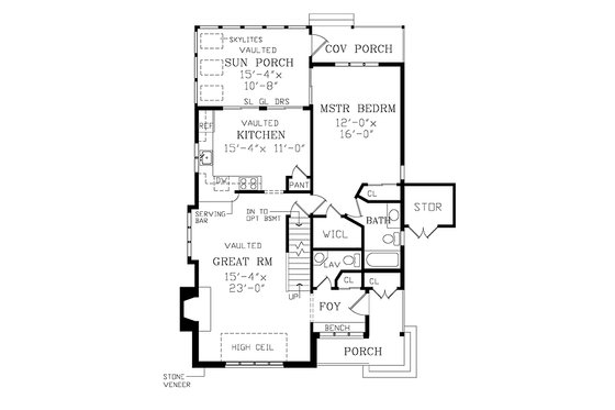 Floor Plan - Main Floor for Contemporary House Plan #456-8 - 3 bed, 2.5 bath
