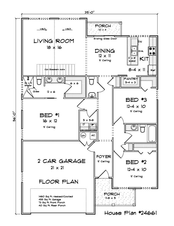 Architectural House Design - Floor Plan - Main Floor for Modern House Plan #513-2454 - 3 bed, 2.5 bath