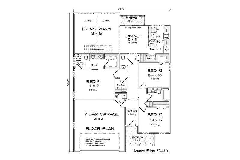Architectural House Design - Floor Plan - Main Floor for Modern House Plan #513-2454 - 3 bed, 2.5 bath