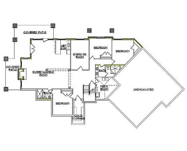 House Design - Ranch Floor Plan - Lower Floor Plan #5-282