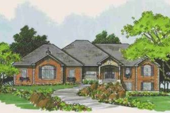 Exterior - Front Elevation for European House Plan #308-158 - 5 bed, 5.5 bath