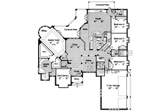 Floor Plan - Main Floor for European House Plan #417-408 - 4 bed, 3 bath