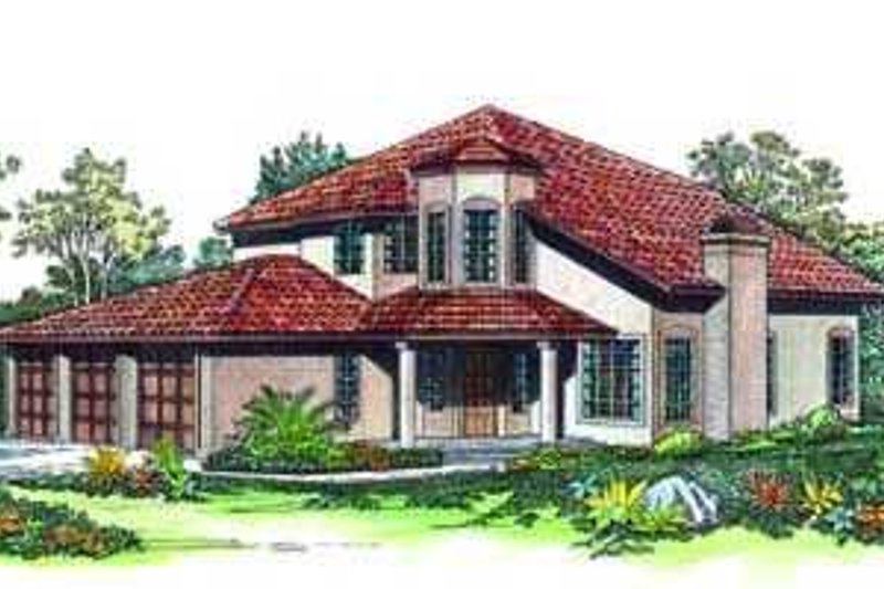 Dream House Plan - Mediterranean Exterior - Front Elevation Plan #72-160
