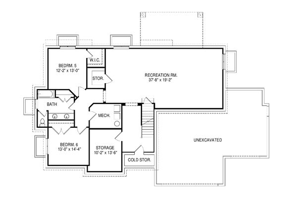 Ranch Floor Plan - Lower Floor Plan #920-97