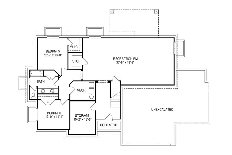 Dream House Plan - Floor Plan - Lower Floor for Ranch House Plan #920-97 - 6 bed, 4.5 bath