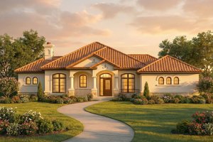 Architectural House Design - Mediterranean Exterior - Front Elevation Plan #80-117